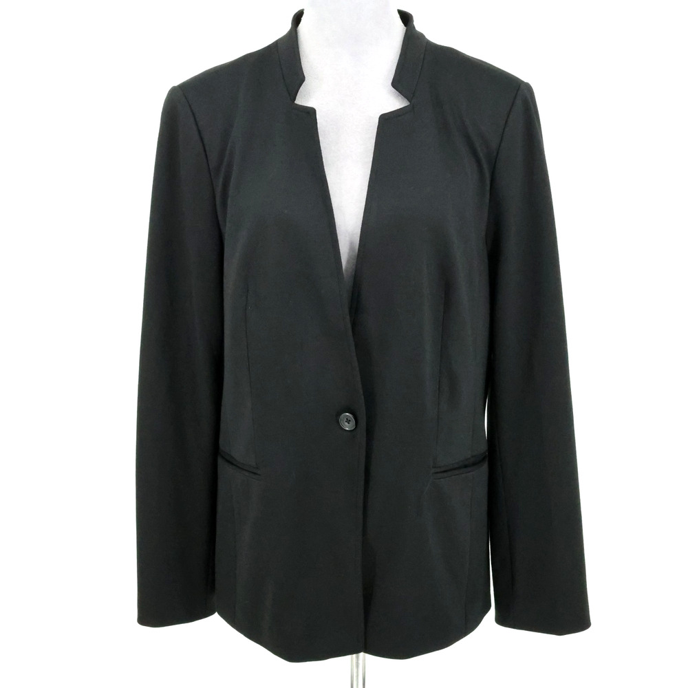 Banana Republic Jacket Womens 14 Black Lined Blazer Pockets Career Preppy